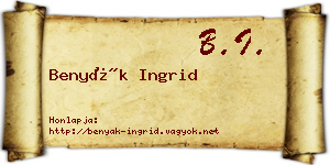 Benyák Ingrid névjegykártya